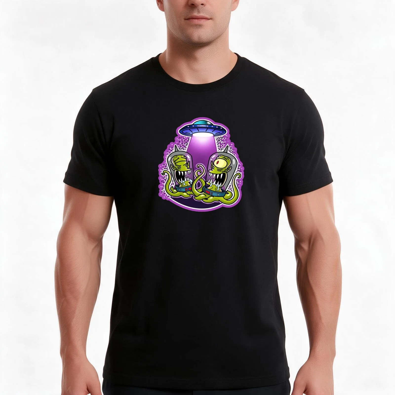 aliens kang and kodos T-Shirt, Summer Casual Cotton Tee, Oversized Streetwear Tops, Vintage Graphic Print, Unisex Men Women