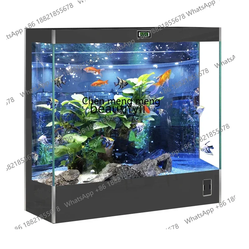 X  Household,fish tank living room ultra-white glass ecological water-free floor-to-ceiling integrated aquarium goldfish tank