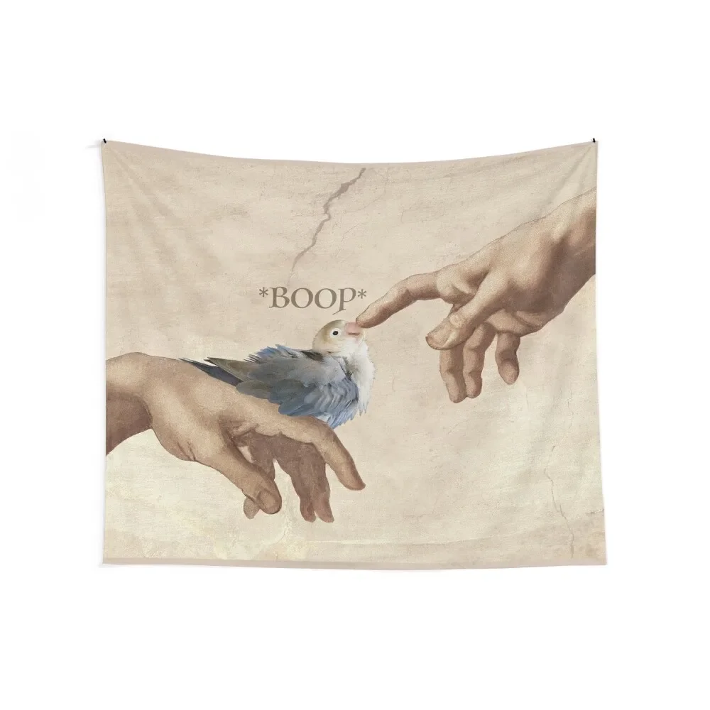 God and Bird - Jester the Lovebird BOOP Tapestry Bedroom Decor Aesthetic Wall Carpet Wall Art Tapestry