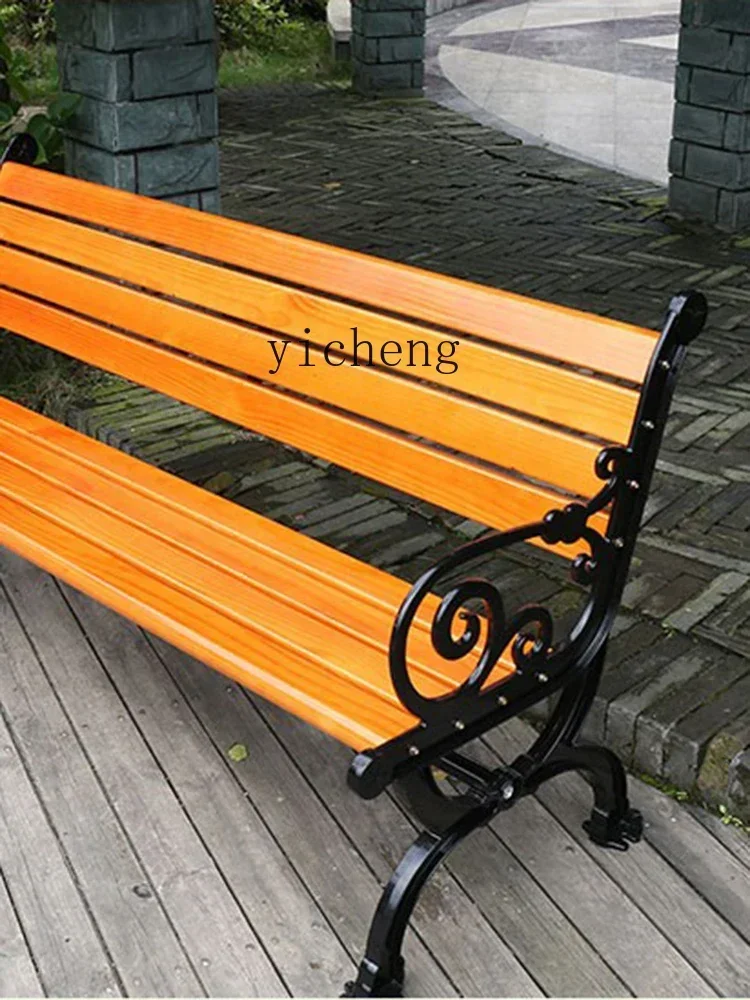 preservative wood outdoor garden leisure chair solid wood backrest balcony outdoor bench park