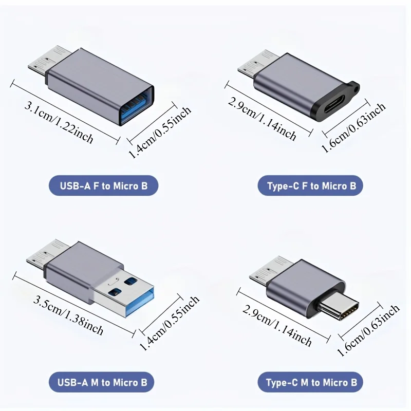 USB C 3.2 Micro B Male to Type C Female Adapter Type-C To Micro B Connector for Laptop External Hard Drive Disk Box Samsung S5