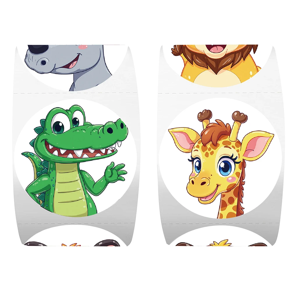 

500pcs/roll Funny Cute Animals Reward Stickers Cartoon Sealing Sticker Decoration Scrapbook Notebook Phone Decals for Kids Toy