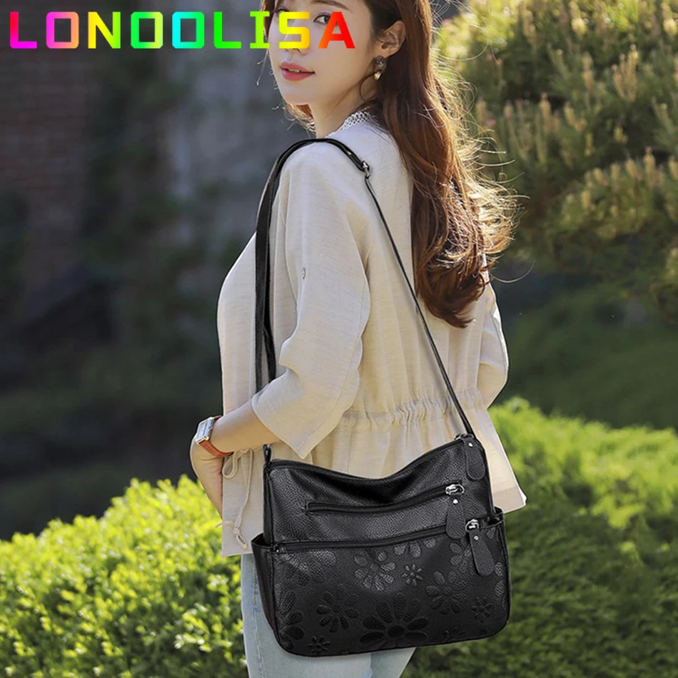 2 Layers Casual Women\'s Bags New Large Capacity Shoulder Crossbody Handbags and Purse Multi-pocket Leather Messenger Sac Bolsa