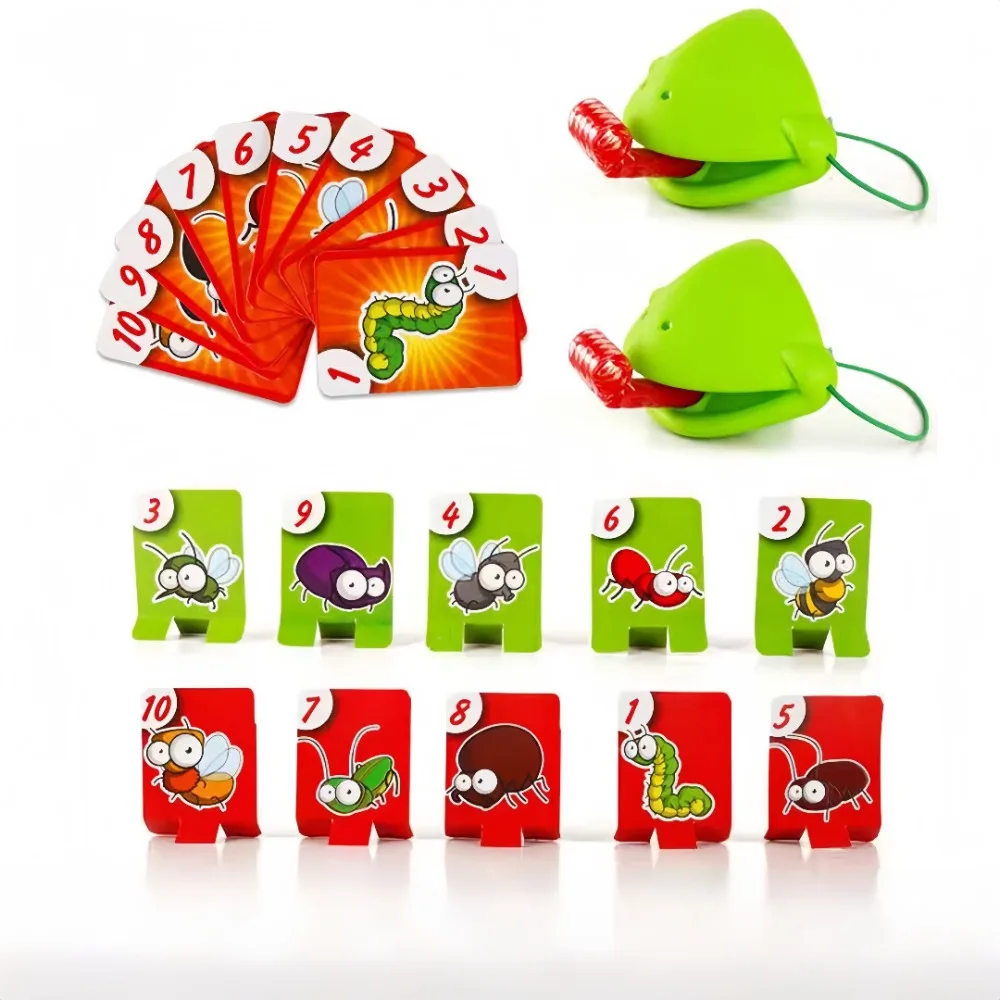 Frog Mouth Mask Tongue Board Game Playing Cards Playing Music for Competitive Parent Child Interactive Desktop Children's Toys