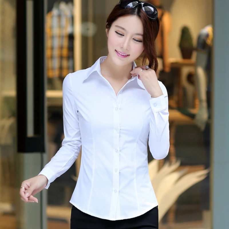 White Shirt Women Long Sleeved Blouse Pink Shirt Women Workclothes S-5XL Women Office Tops Spring New Fashion Shirts for Women