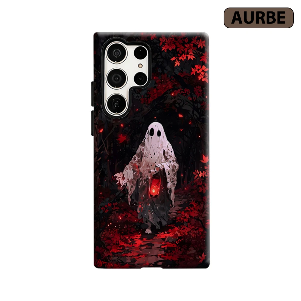 Red Leaf Ghost Wanderer Phone Case for Samsung Galaxy S26 S25 Ultra S24 S23 Ultra Plus Shockproof Double Layer Tough Back Cover