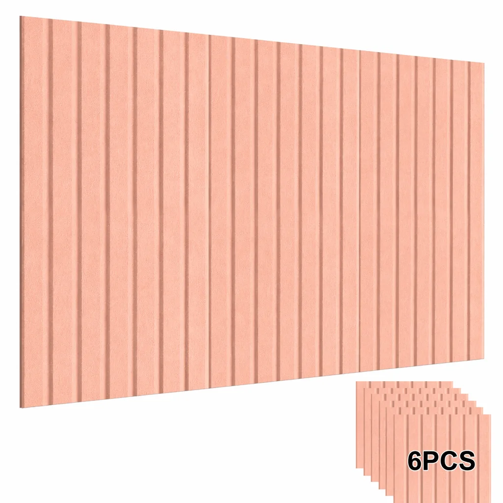 24*24cm 24PCS Soundproofing Large Fluted Feltboard Wall Decoration Panels Wallpapers Stickers for Wall Home Office Ceiling Sound-absorbing Felt Bulletin Cork Pin Note Boards Wall Tiles Soundproof Acoustic Panels Decorative Wall Decor