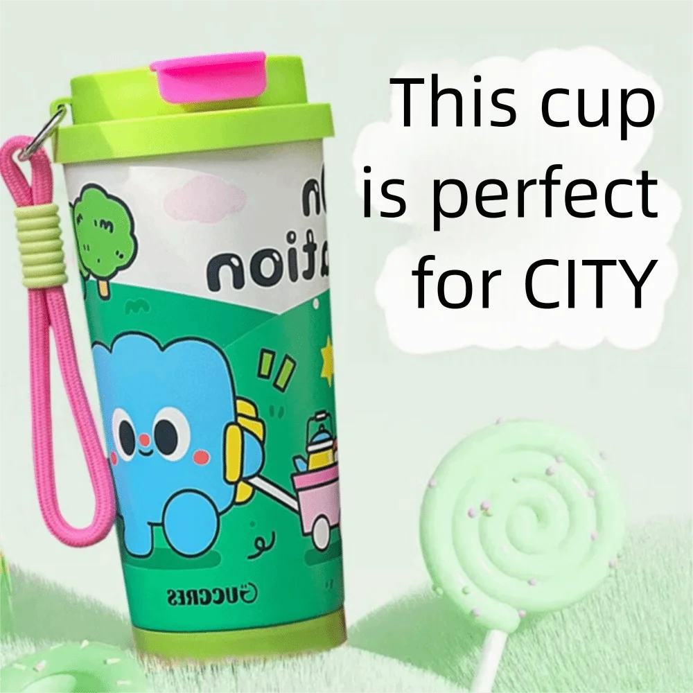 

500ML Double Drink Coffee Cup Graffiti Large Capacity Stainless Steel Insulated Cup Leak-proof Heat-resistant Thermos Tumbler