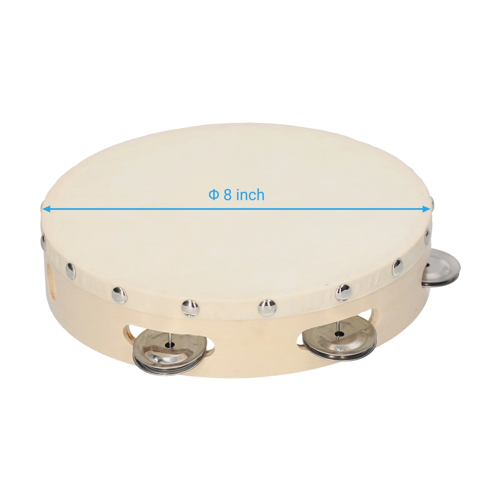 6/8 Inches Tambourine Orff Instrument Sheepskin Skin Solid Material Children Enlightened Music Toy Handheld Bell Musical Timbrel