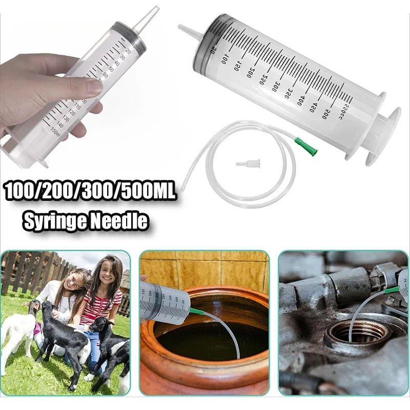 

100/200/300/500ml Large Capacity Syringe with 1m Hose Vacuum Oil Pump for Pet Feeding Glue Oil Application Large Metering Pump