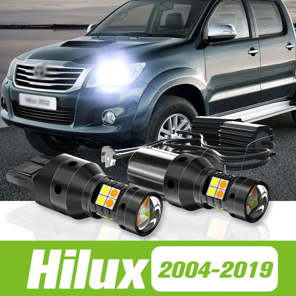 2pcs For Toyota Hilux 2004-2019 Dual Mode LED Turn Signal+Daytime Running Light DRL 2013 2014 2015 2016 2017 2018 Accessories