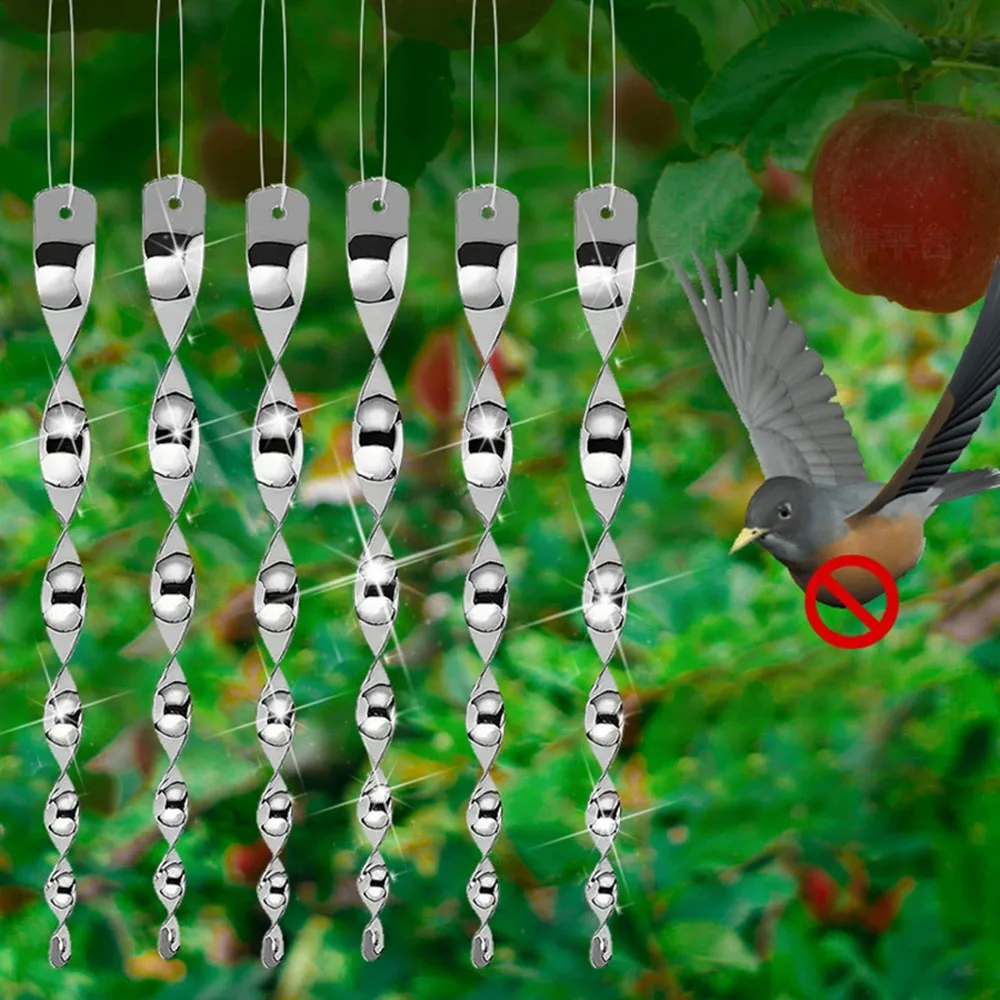 Reflective Bird Repellent Wind Spiral Rotating Rods Hanging Ornaments Balcony Garden Decor Pigeons Birds Scare Repeller Sticks