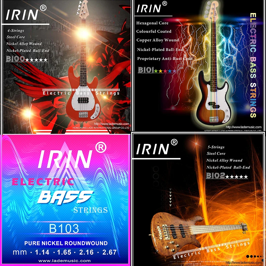 IRIN Electric Bass Strings Professional Stringed Instrument Accessory Steel Core Nickel Copper Alloy Wound Electric Bass Strings
