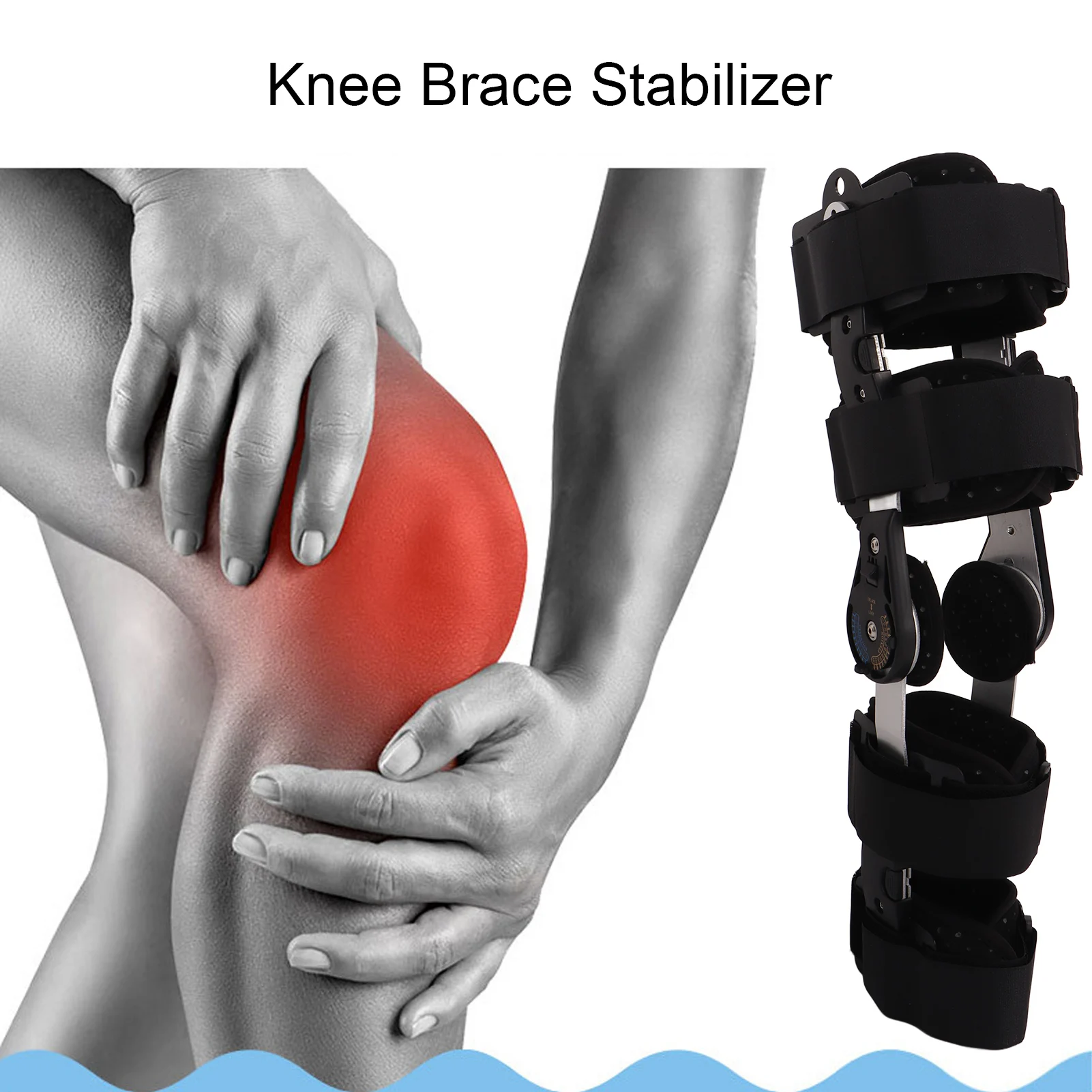 Customizable Knee Support Brace Size Adjust Sponge Lining Aluminum Alloy Patellar Tendon Strap Hinged Knee Stabilizer