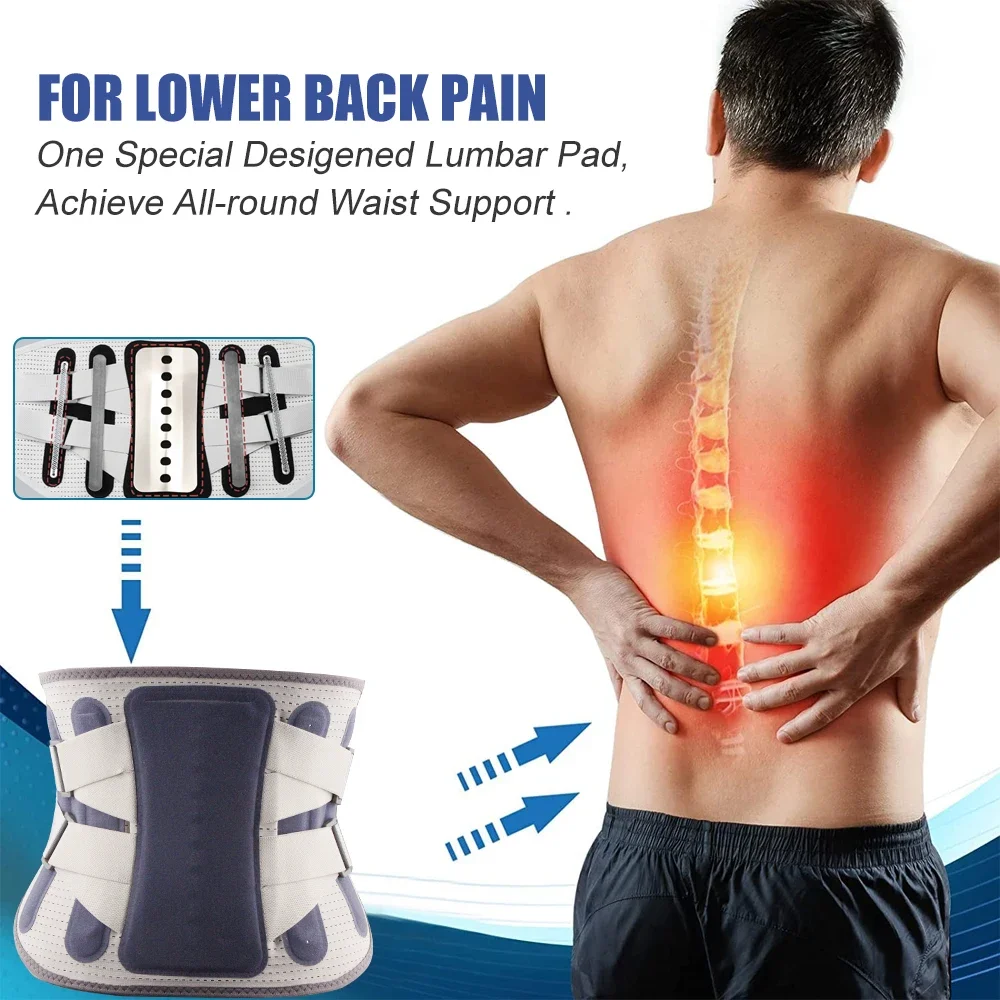 Lower Back Support with Ergonomic Lumbar Pad for Spinal Alignment Sciatica Scoliosis and Herniated Discs - Waist Brace Men Women