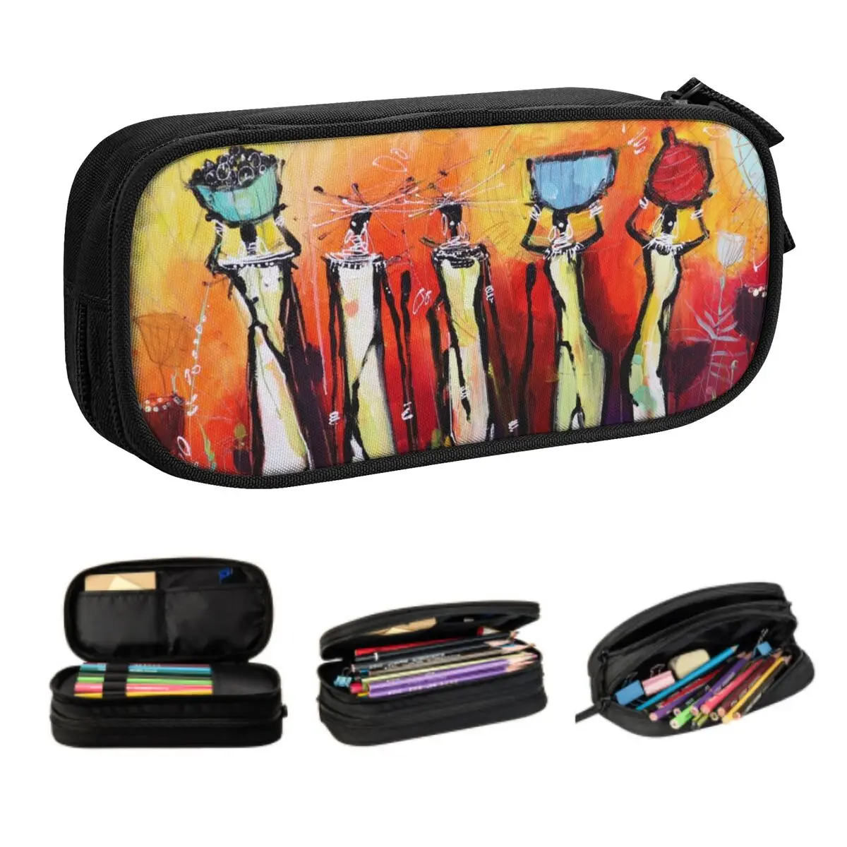 

Customized African Ethnic Style Pattern Pencil Cases for Girl Boy Large Storage Pattern Pen Bag Box School Supplies