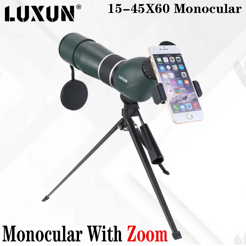 

LUXUN 15-45x60 Monocular Telescope Bak4 Monocular with Zoom HD Night Vision Spyglass FMC for Travel Hunting Camping Equipment