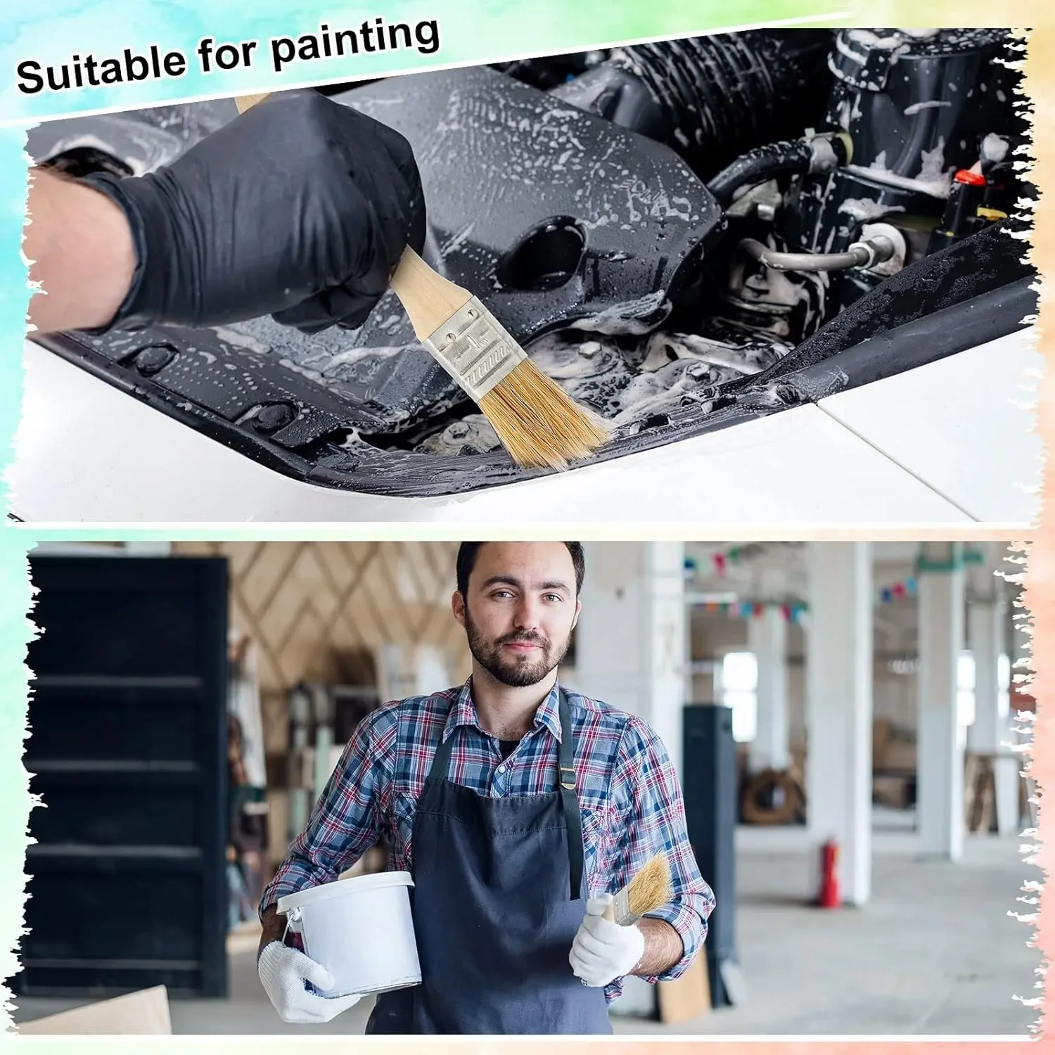 150 فرشاة طلاء تقشر 1 بوصة فرش طلاء متعددة الأغراض فرشاة منزلية كبيرة بمقبض خشبي