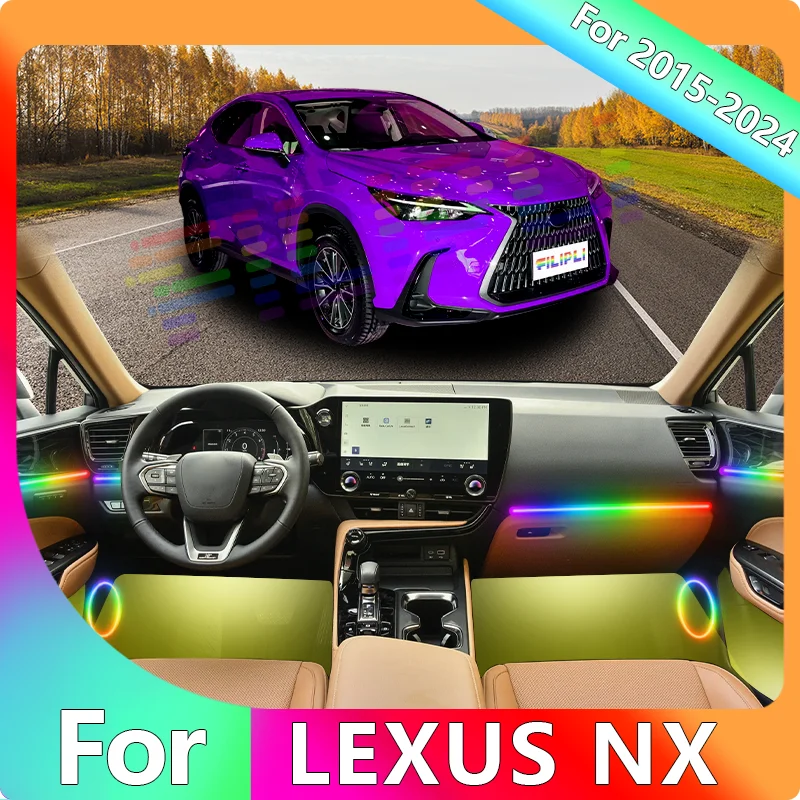 

FILIPLI For LEXUS NX For 2018 Smart Music Dynamic RGB LED Strip USB 12V Powered RGB LED Strip with Smartphone Sync Auto Dimming