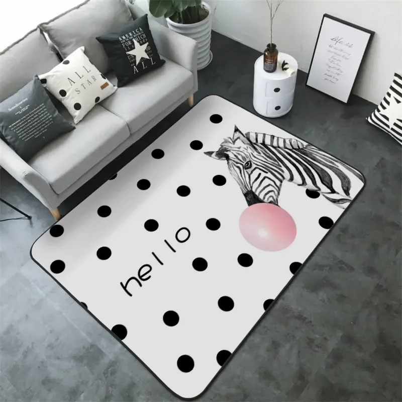 Nordic Modern Zebra Pink Bubble Gum Round Black Dots Living Room Bedroom Floor Mat Carpet 카펫