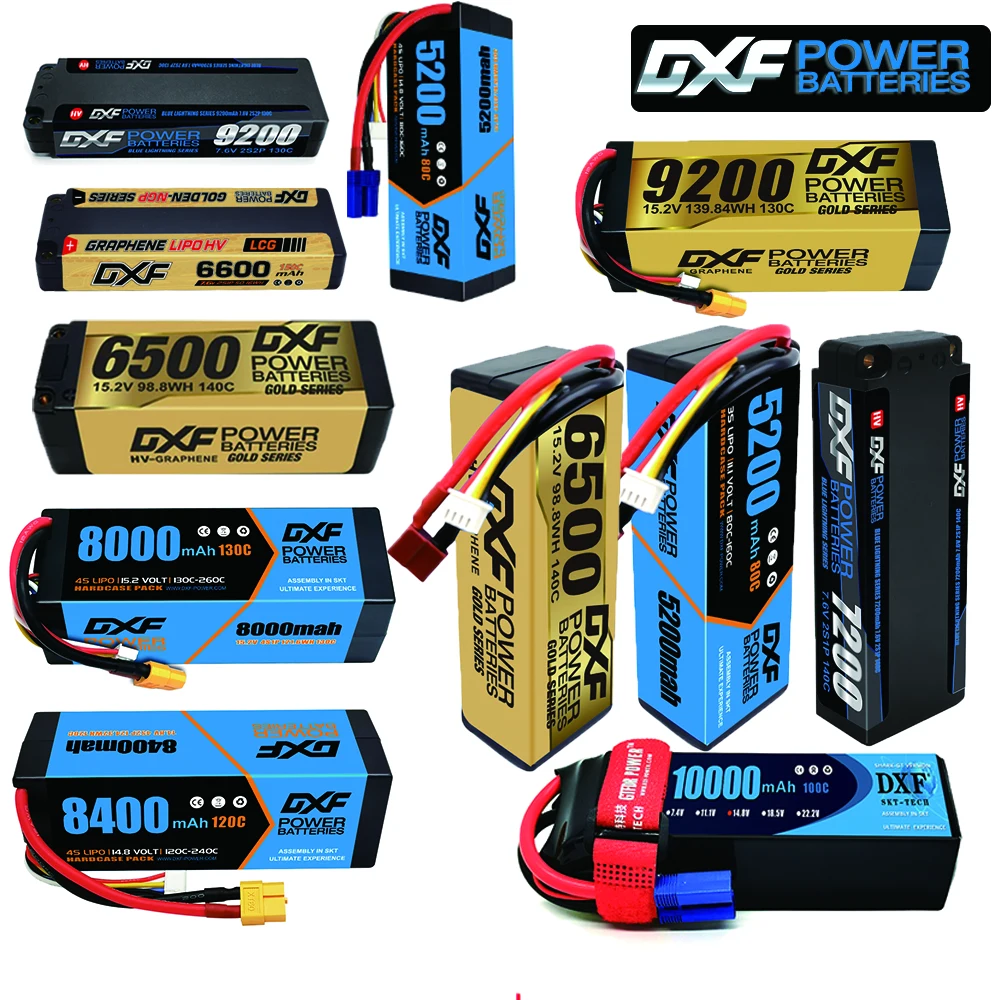 DXF 2S 3S 4S 6S 리포 배터리, 8400mAh, 9200mAh, 10000mAh, 6500mAh, 8000mAh, 7000mAh, 6200mAh, 5200mAh, 7.6V, 11.1V, 15.2V, 14.8V, 22.2V, 2 개