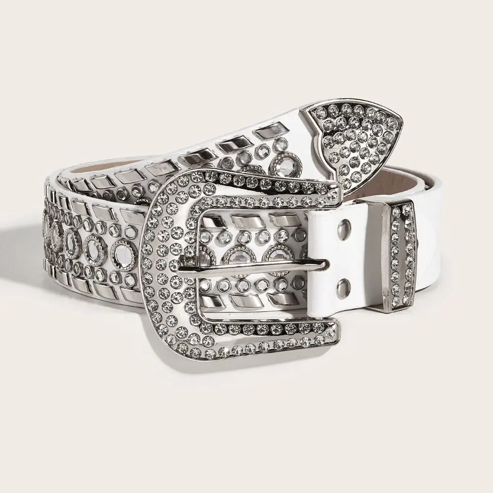 

Блестящий ремень с блестками и стразами, роскошный дизайнерский ремень с пряжкой, универсальный повседневный поясной ремень для женщин