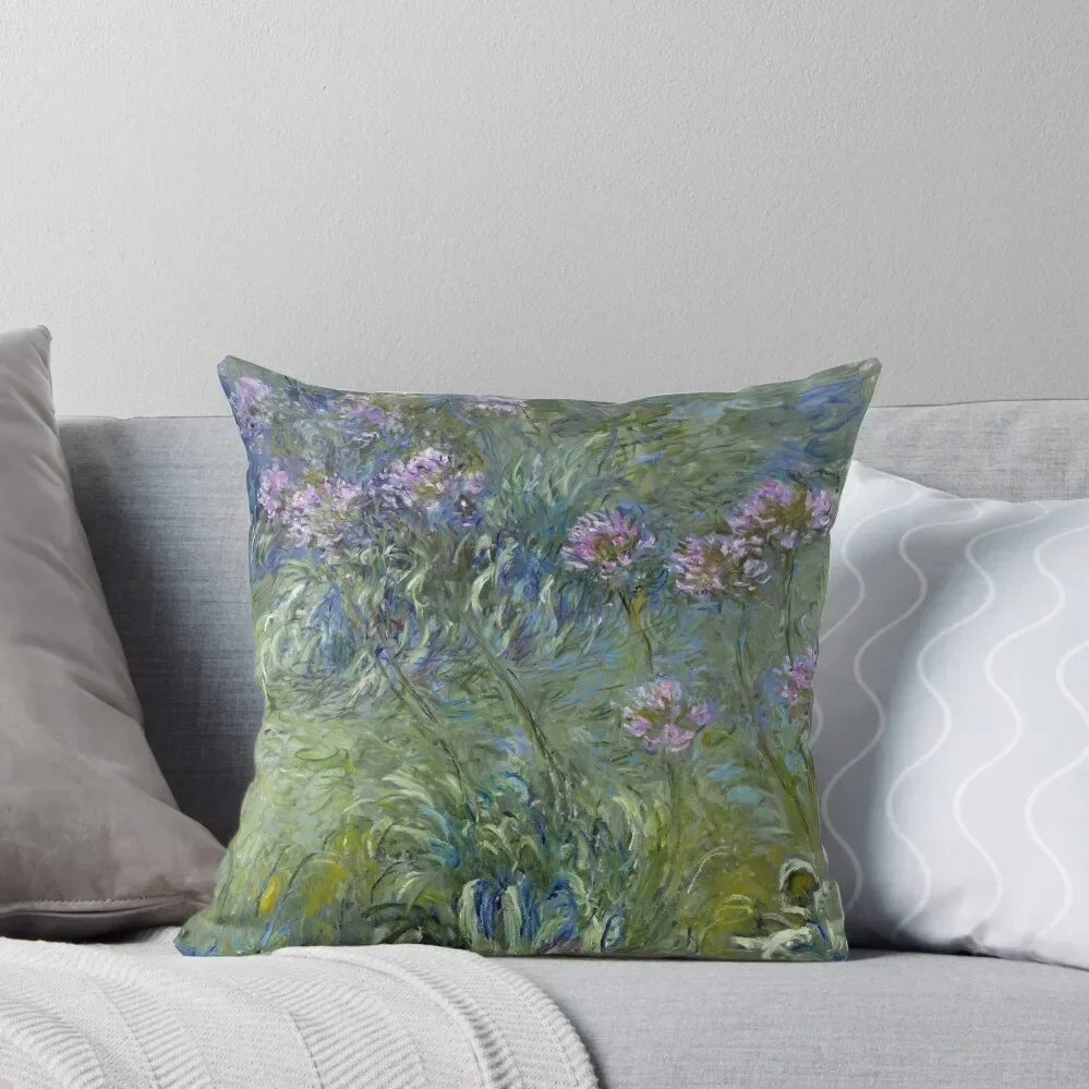 Agapanthus - Claude Monet Throw Pillow Christmas Pillow Covers Sofas Covers ornamental pillows Decorative Sofa Cushions pillow