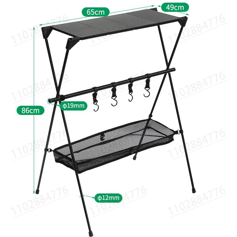 Outdoor Triangle Storage Rack Aluminum Camping Hanging Rack Portable Storage Rack Foldable Clothes Drying Rack