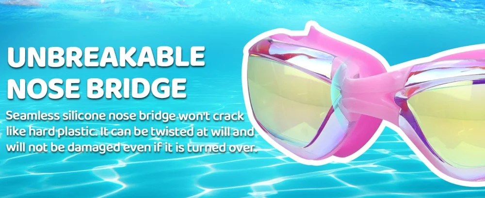 Neue Kinder-Schwimmbrille für Jungen und Mädchen im Alter von 2–14 Jahren), hochwertiges Silikon, UV400-Schutz, klare Linse, Schwimmset – Detail 4
