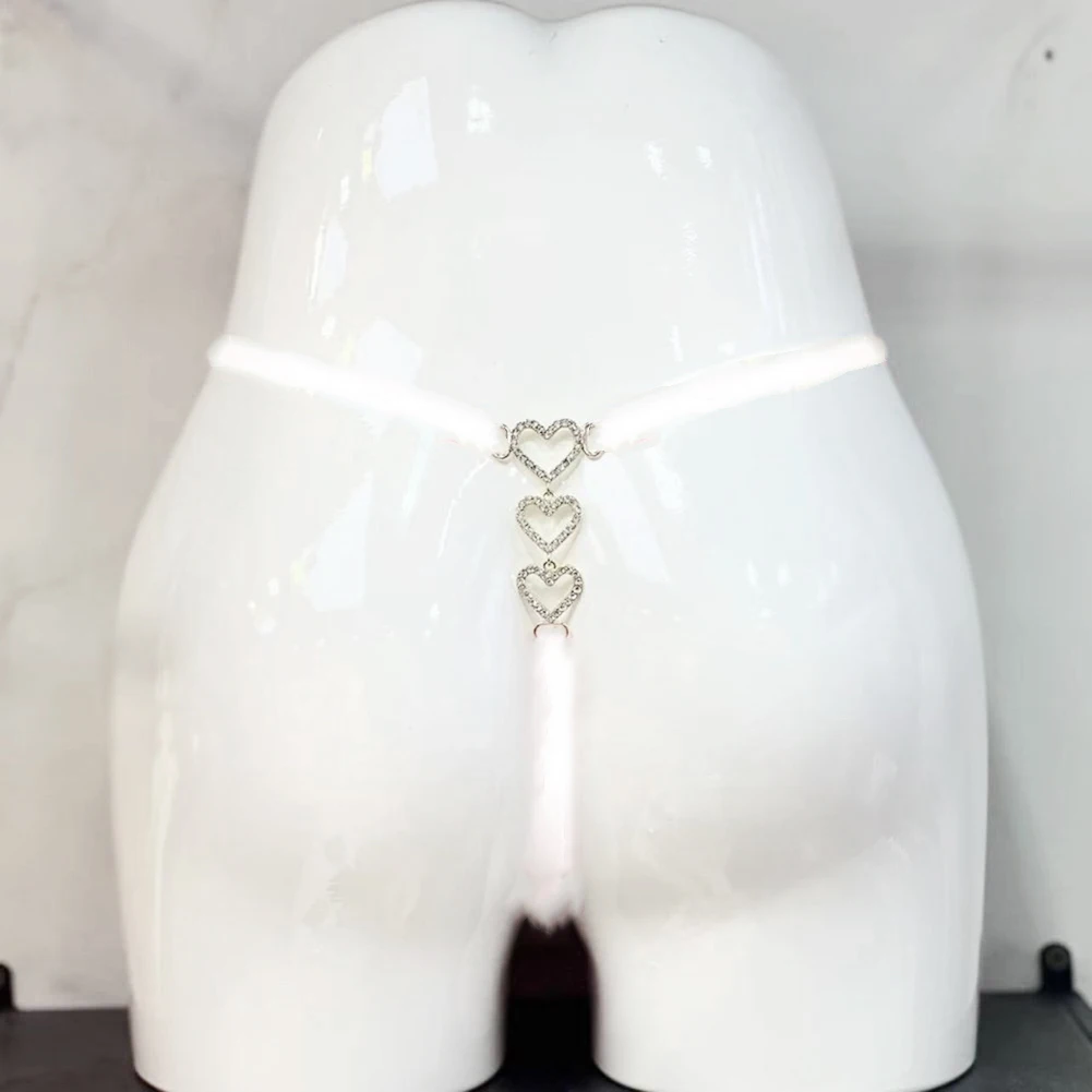 إمرأة جديد مثير الدانتيل ثونغ انظر من خلال جوفاء الملابس الداخلية رقيقة على شكل قلب سلسلة معدنية T السراويل تنفس ملخصات سريعة الجافة سراويل #4