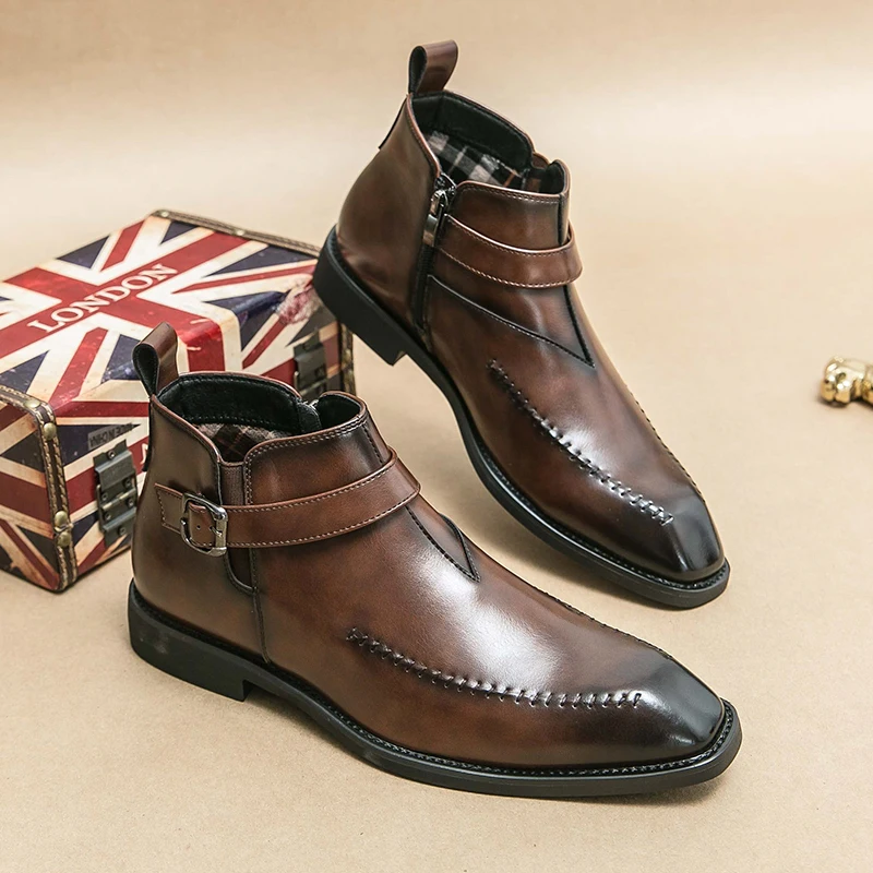 

Thermal Winter Boots for Men Chelsea Zip Ankle Boots Warm Lined Casual Footwear Waterproof Slip Resistant High-top Men Sheos