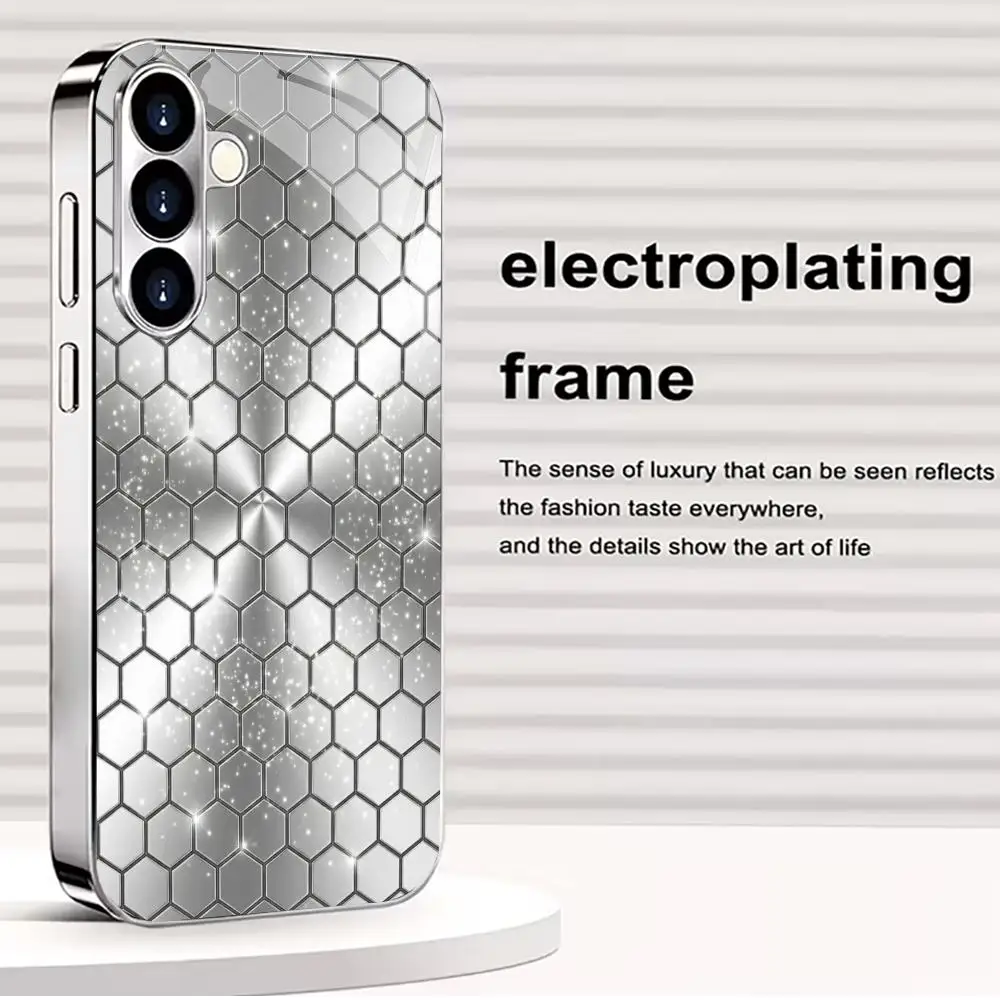 Fashion Atmosphere Simplicity High-end Electroplating Glass PhoneCase for Samsung Galaxy S26 S25 S24 S23 S22 S21 FE,Ultra,Plus