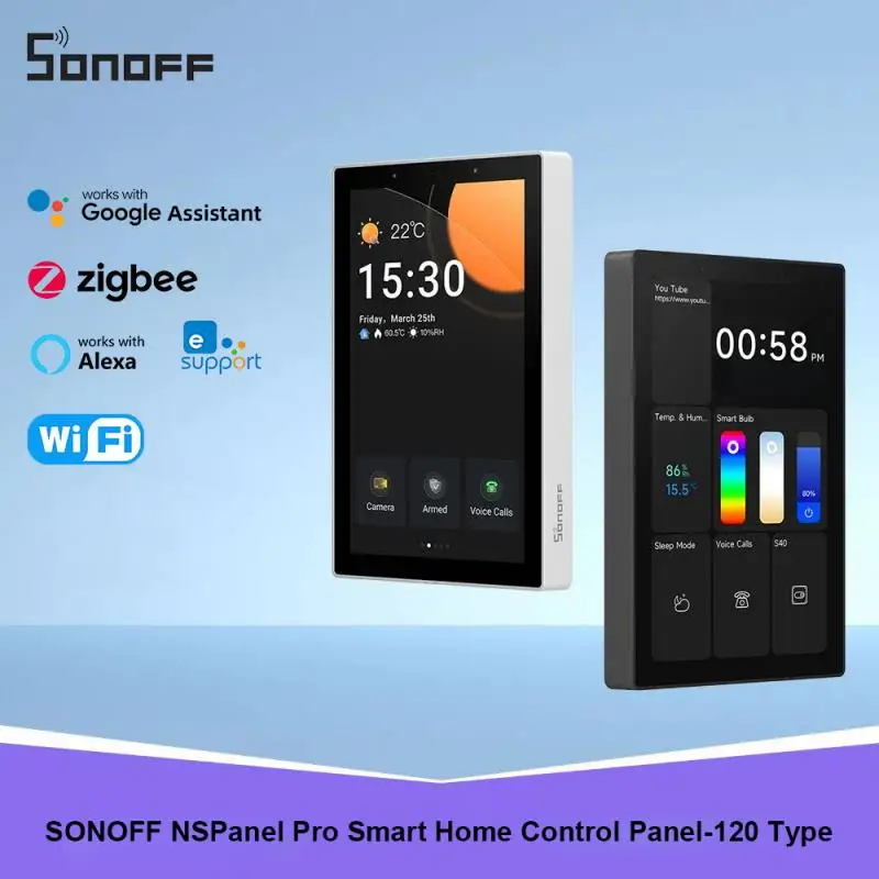 

SONOFF NSPanel Pro 120 Панель управления умным домом Сенсорный экран Шлюз Zigbee 3.0 Голосовое управление через Alexa Google Matter E-wlink