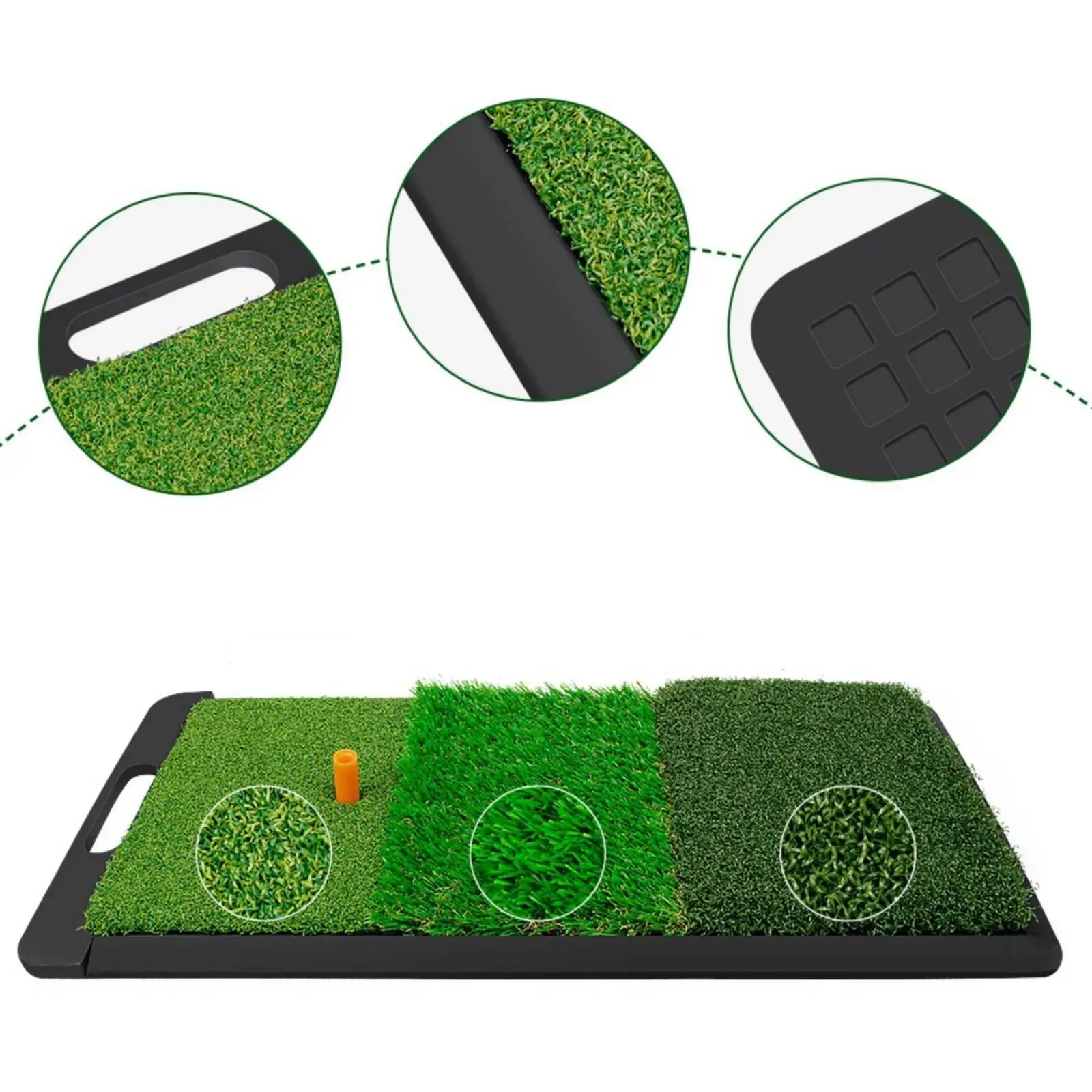 Portable Golf Hitting Pad with Tall Grass Section for Versatile Swing Drills and Improved Accuracy