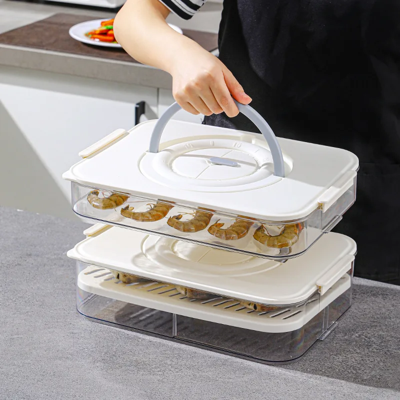 

Refrigerator Storage Box Classification Food Grade Fresh-keeping Box Multi Functional Portable Frozen Dumpling Box Refrigeration