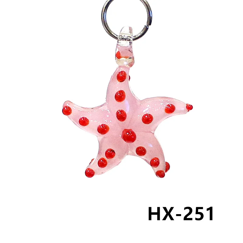 2 peças em miniatura Pingente de vidro de estrela do mar Adorável Estrela do mar Enfeites de animais marinhos Enfeites para jóias diy colar brincos pulseira para fazer acessórios ou suprimentos decorativos de aquário