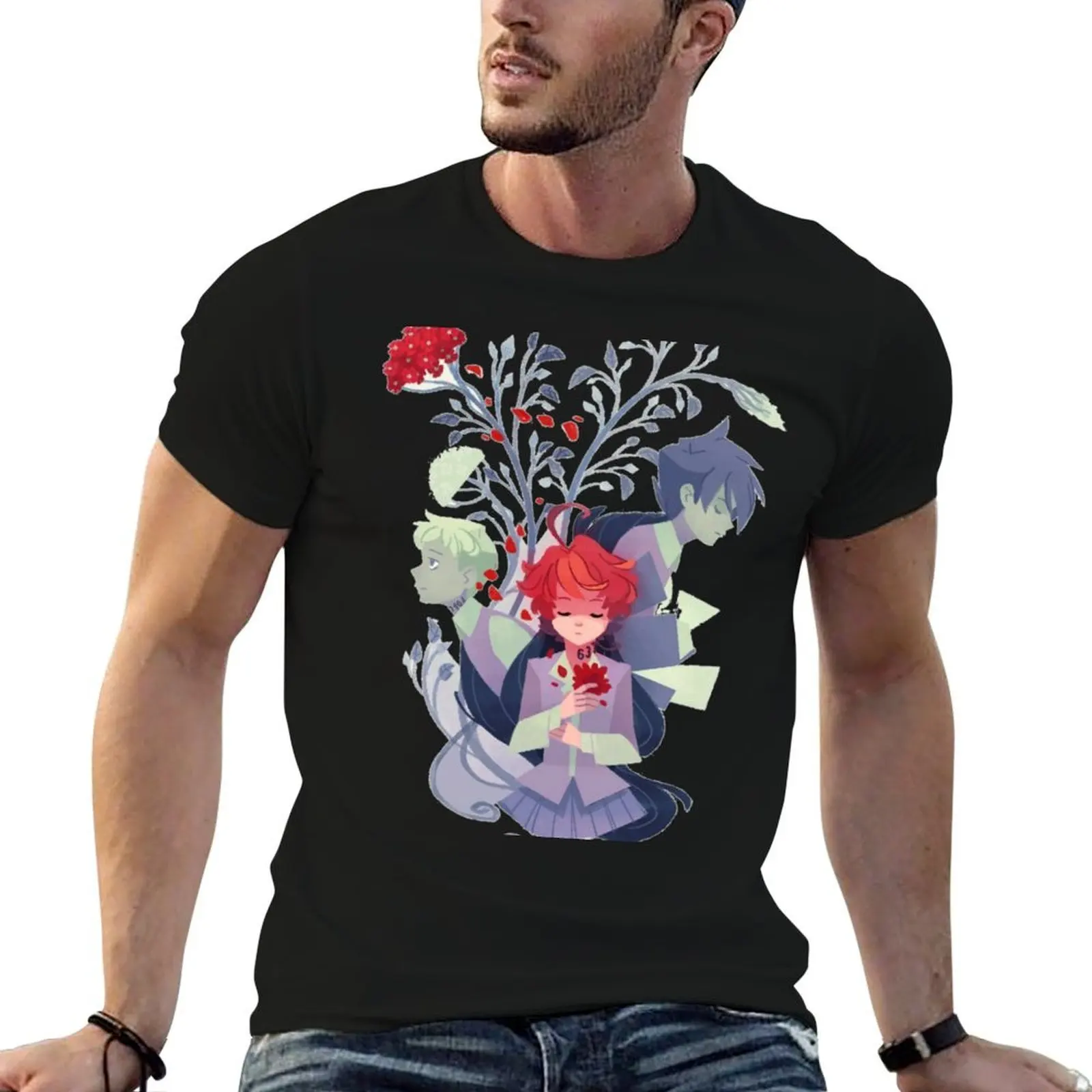 The Promised Neverland, милая футболка Ray Emma & Norman, мужские футболки с рисунком, мужские винтажные футболки с графикой