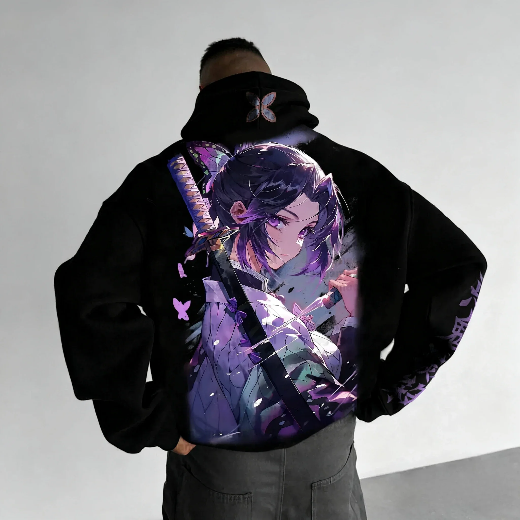 Demon Slayer Anime Perifere bedrukte hoodie 2026 Herfst en winter Nieuwe heren en dames Street Daily Loose Daily Sweater Top