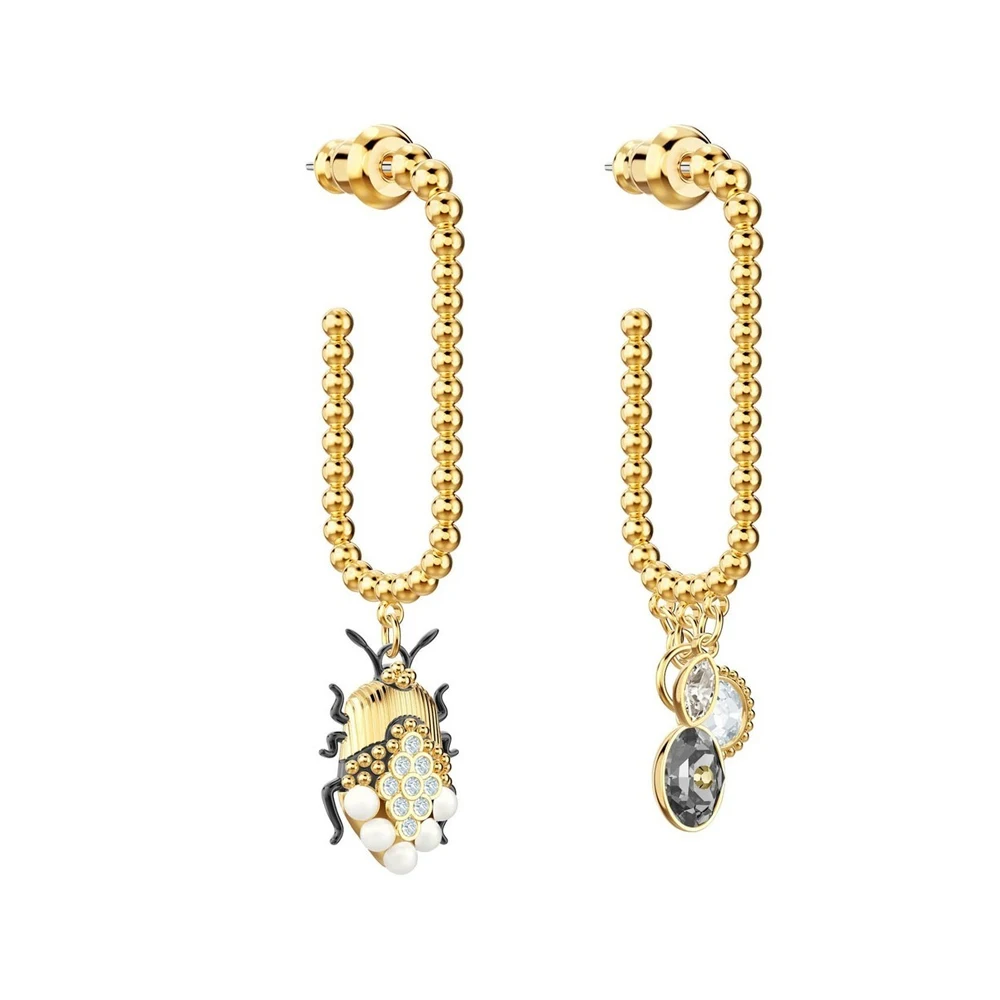 

Позолоченные асимметричные серьги-подвески с бусинами и кристаллами – дизайн с бусинной цепочкой