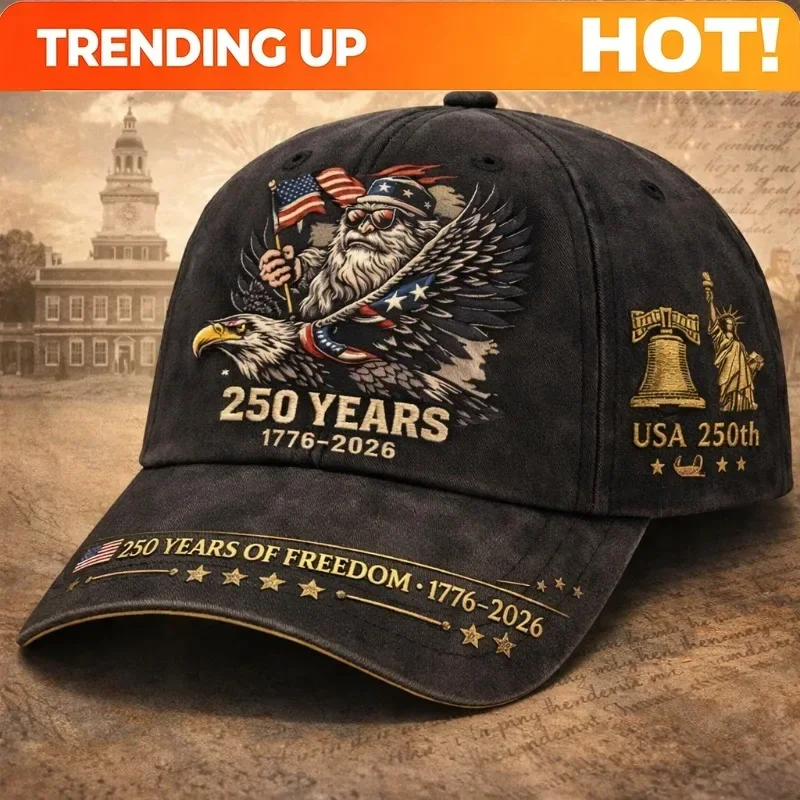 Custom 250 Years Of Freedom 1776-2026 Collectible USA Hat - Punk Style Historical Themed Costume Accessory With 250 Years