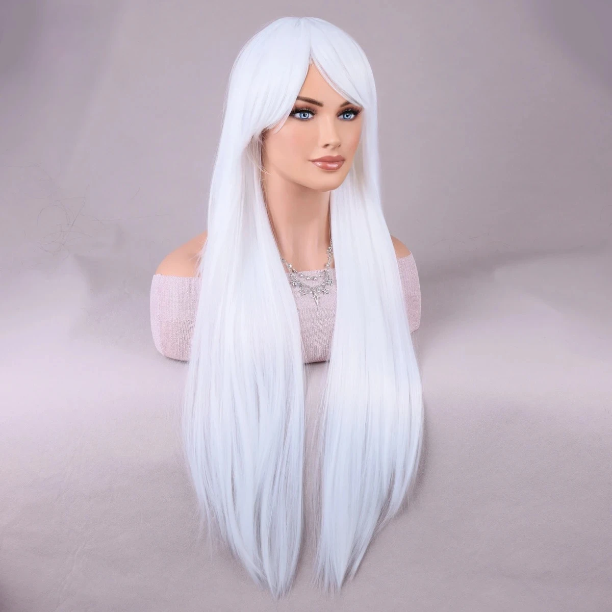 باروكة اصطناعية بنية داكنة للنساء ، باروكة طويلة مستقيمة ، مقاومة للحرارة