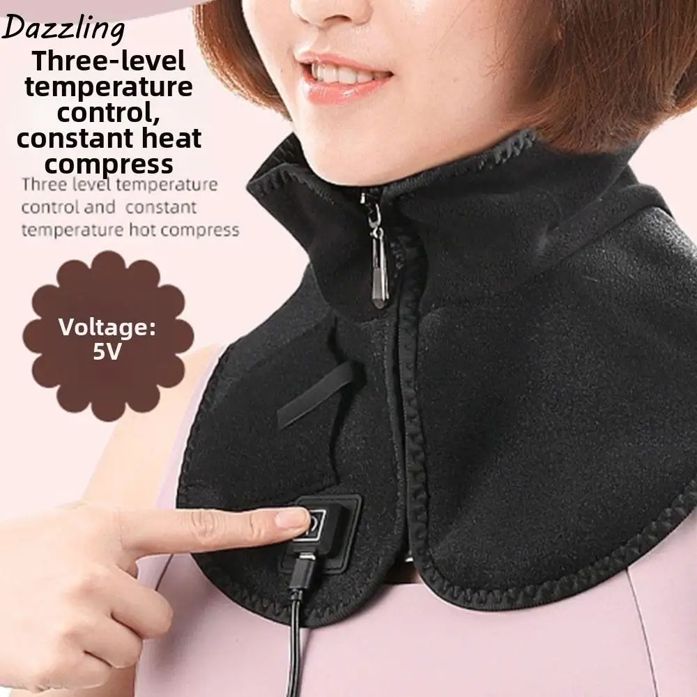 

USB Heating Neck And Shoulder Heating Pad 3 Modes Heated Soft Heating Neck Wrap Comfortable with Zipper Electric Warmer Shawl