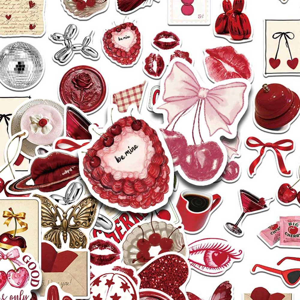 

10/30/50pcs Cherry Color Girl Aesthetic Graffiti Stickers Vintage Decoration Decals DIY Skateboard Phone INS Cartoon Sticker Toy