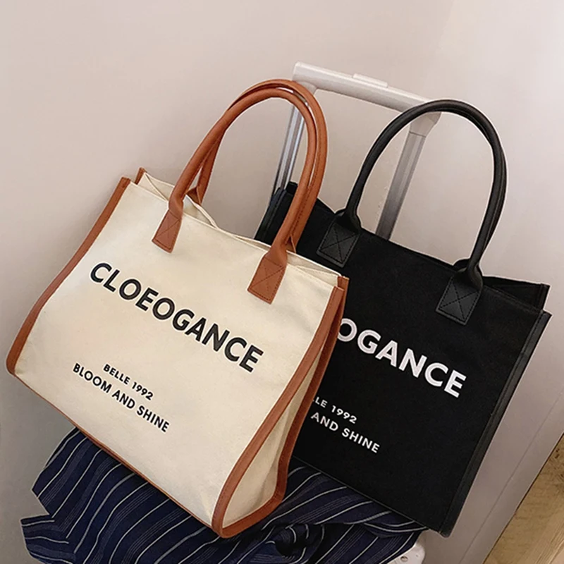 

Fashion Women's Canvas Large Capacity Shoulder Bag Handbag School Bag Simple Leisure Travel Letter Tote Bag