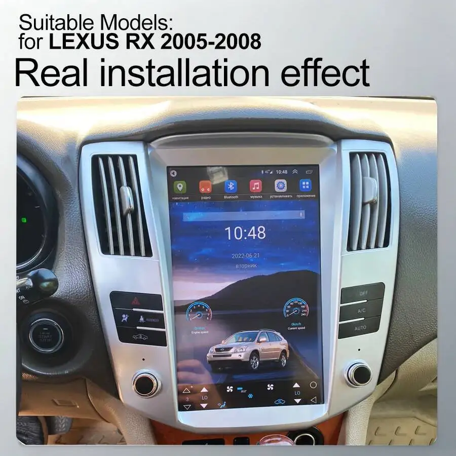 8+128G Android 15 IPS Screen Car Radio GPS Navigation Player For Lexus RX300 RX330 RX350 RX400h for Toyota Harrier Carplay HU