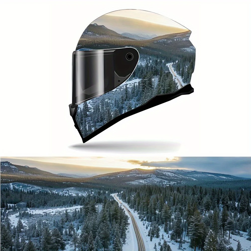 

Cool Peak and Forest Snow Shadow Full Face Helmet Vinyl Wrap Sticker, Durable PVC Material, Artistic Aesthetic Graphic Decal for