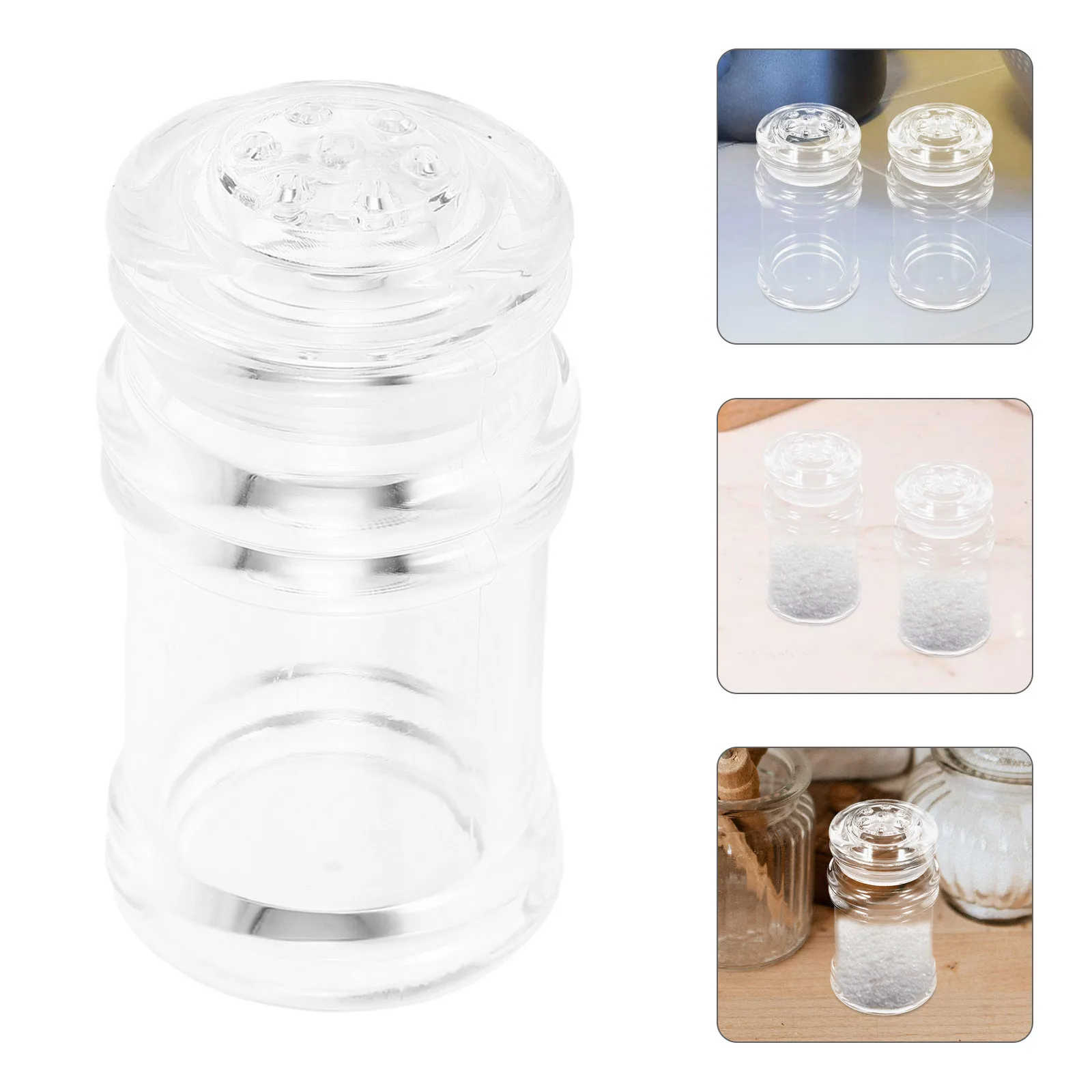 

2Pcs Crystal Salt Pepper Bottles Kitchen Seasoning Container Set Refillable Spice Dispenser for Indoor Outdoor Dining