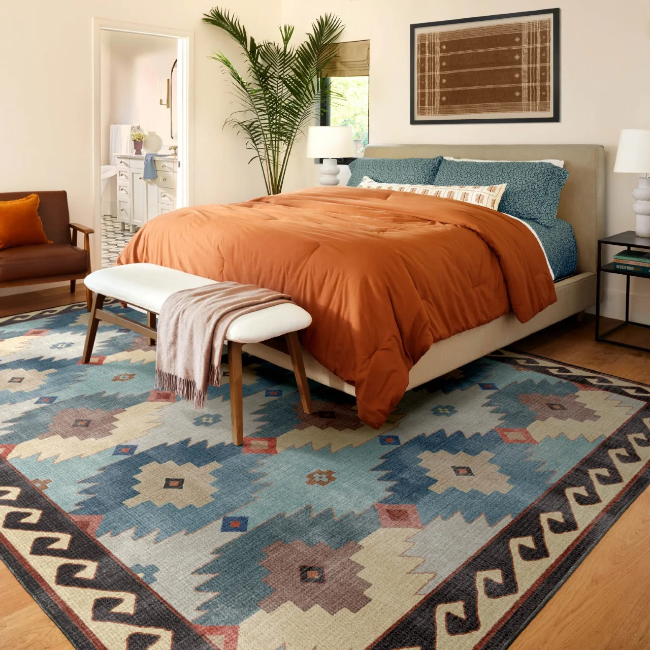 VIKAMA 1PC Persian Vintage Crystal Velvet Carpet Living Room Bedroom Full Bed Side Blanket Study Non-Slip Carpet Home Decoration