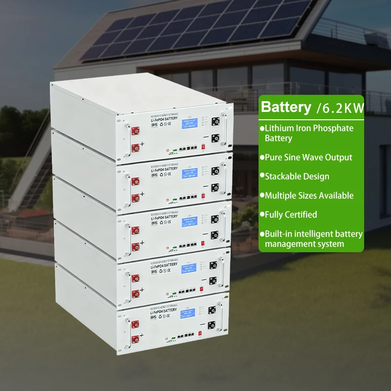 New solar inverter 6kw hybrid inverter 48v 200ah lithium battery panel 6.2kw system with hybrid inverter
