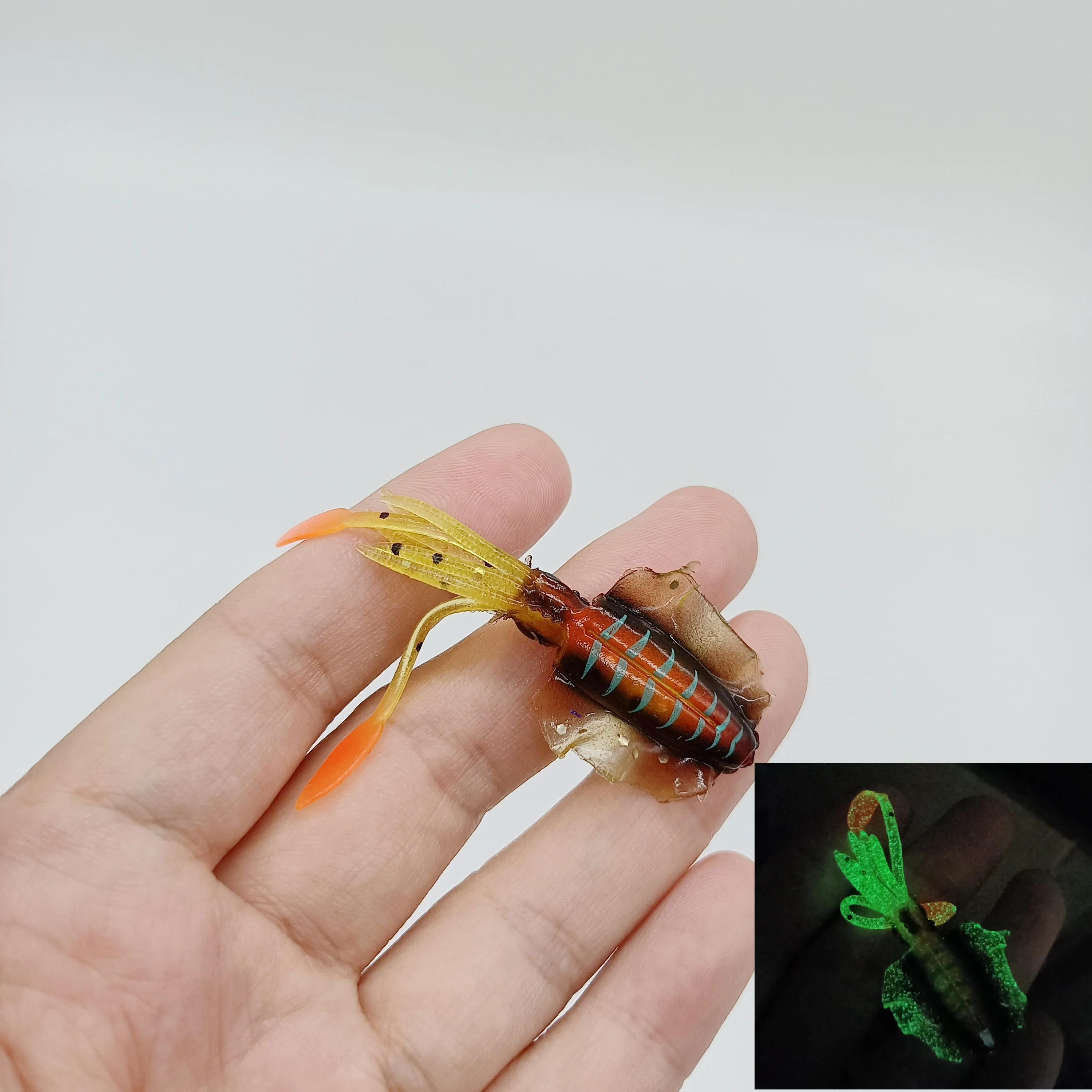 DUODUOYU 1PCS Mini Weiche Tintenfisch Angeln Locken 6cm 2g Leucht UV Tintenfisch Jigs Für Süßwasser Angeln locken Wobbler Köder Angelgerät – Detail 6